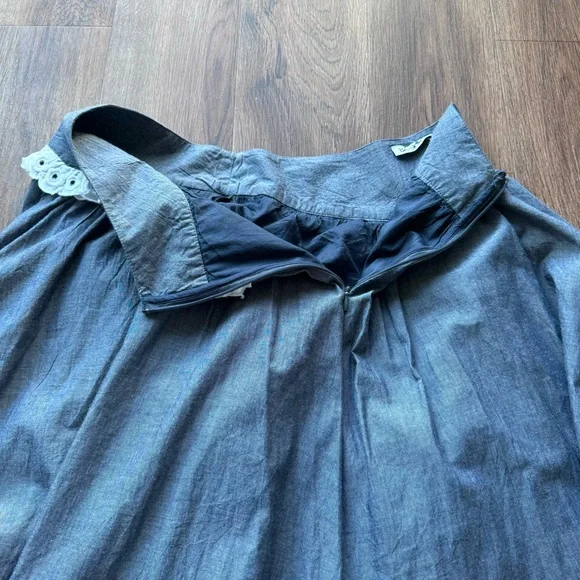 NWOT Batsheva Shirley Broderie Anglaise Cotton Eyelet Lace Chambray Peplum Skirt - Picture 10 of 17